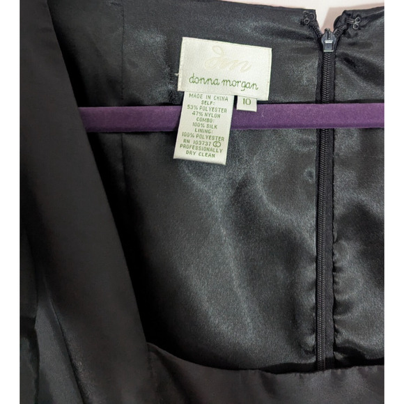 y2k Donna Morgan Black Rhinestone Bell Sleeve Midi Dress Size 10 C1 Goth Glamour - Picture 4 of 6